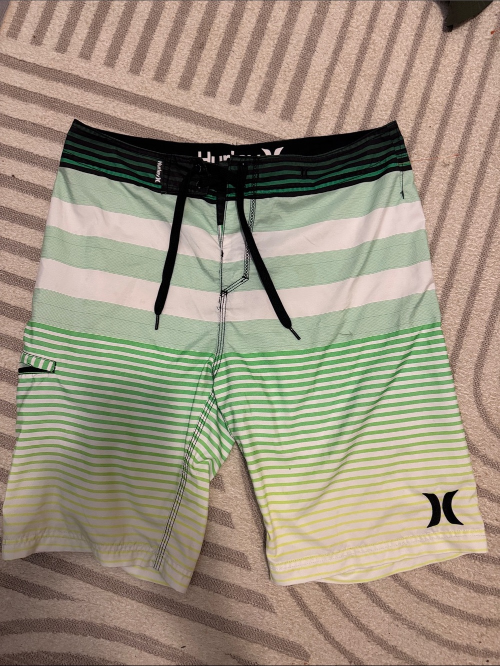 Hurley Men’s Mint to Lime Gradient Stripe Boardshorts